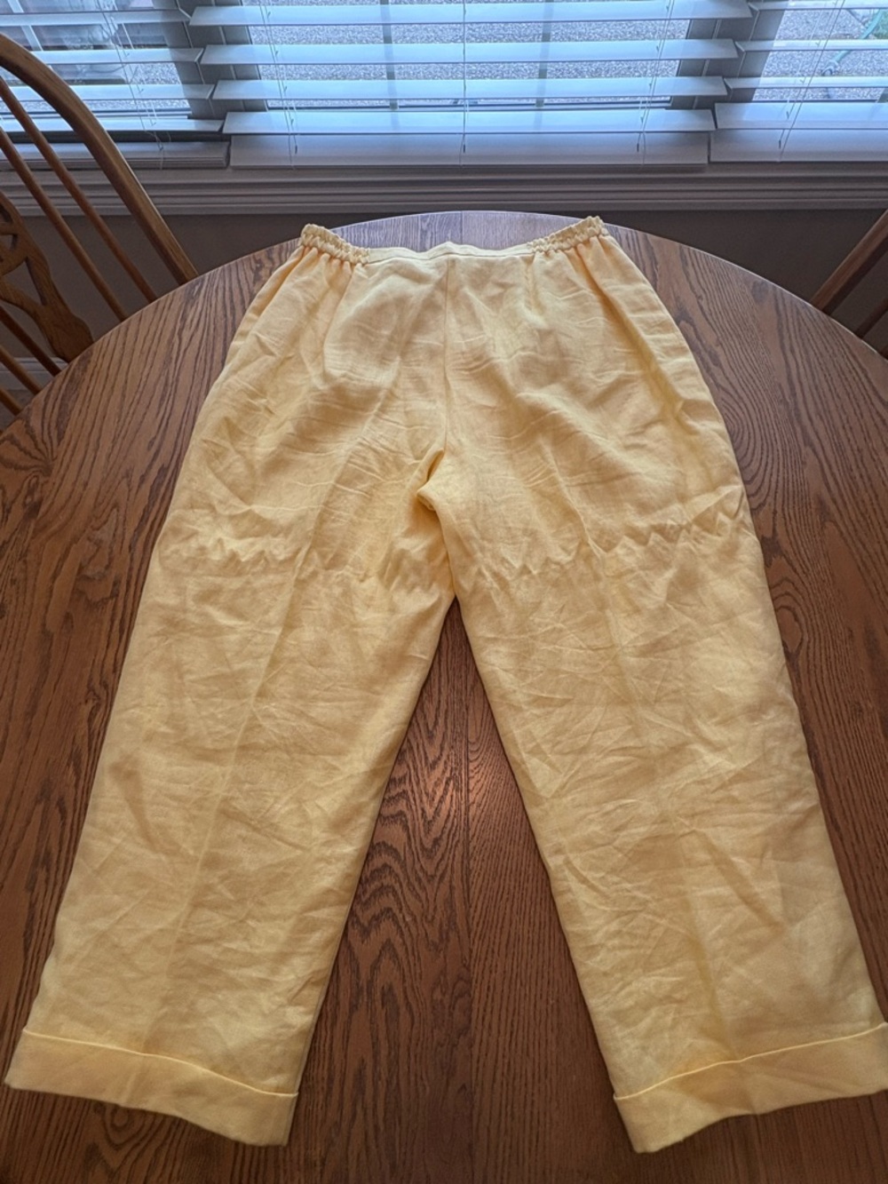 Talbots Lemon Yellow Hi Waist Cuffed Crop Linen Pants Womens‎ Size 18W